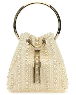 Jimmy Choo Verzierte satin bon bon eimer tasche - Natur