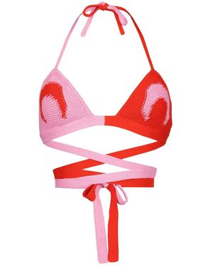 Marine Serre Crochet Knit Moon Bra - Rood