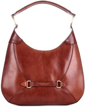 The Bridge Braune Leder-Schultertasche - Rot
