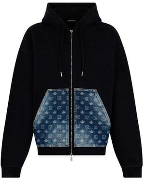 DSquared² Hoodies & Sweatvesten ,Zwart ,Relaxed Fit Hoodie - Blauw