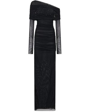 Amen Kleedjes ,Zwart ,Zwarte Gedrapeerde Strass Jurk