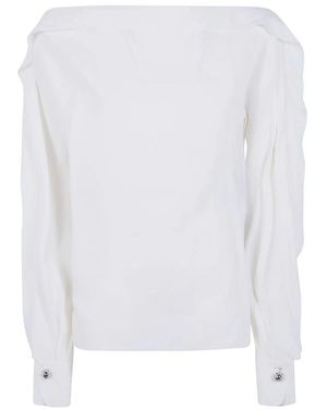 Lanvin Carmen-Ausschnitt Bluse Mit Drapierung - Weiß