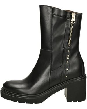 Nero Giardini Schoenen ,Zwart ,Leer Tronchetto Tacco Medio