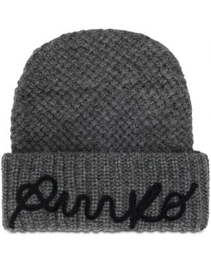 Pinko Beanie Mit Gesticktem Logo - Grau