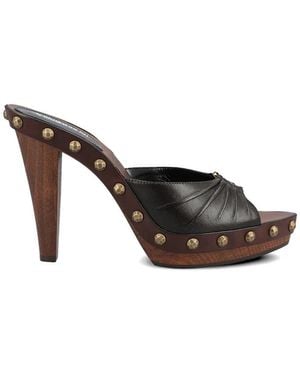 Saint Laurent Heeled Mules - Brown