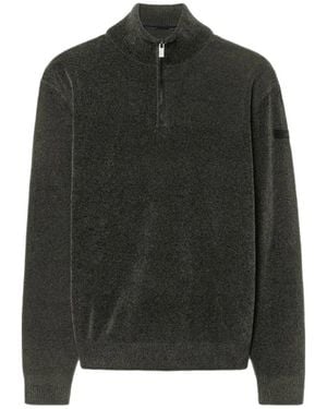 Rrd Samt-Pullover Mit Halbem Reißverschluss - Grün
