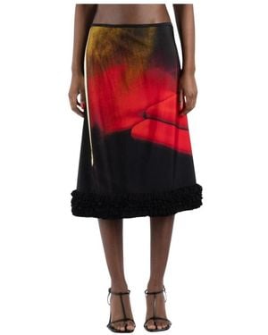 Jil Sander Rokken ,Zwart ,Fluwelen Robijn Rok - Rood