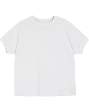 YMC Tops ,Grijs ,Katoen T-Shirt Met Ronde Hals En Textuur - Wit