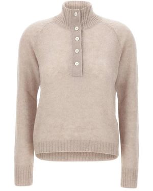 Gran Sasso Truien & Vesten ,Alpaca-Blend Half-Button Sweater - Naturel