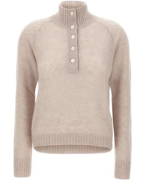 Gran Sasso Truien & Vesten ,Alpaca-Blend Half-Button Sweater - Naturel