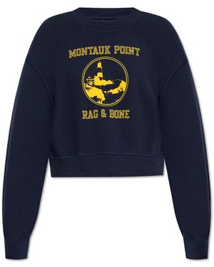 Rag & Bone Hoodies & Sweatvesten ,Blauw ,Katoen Sweatshirt Met Print