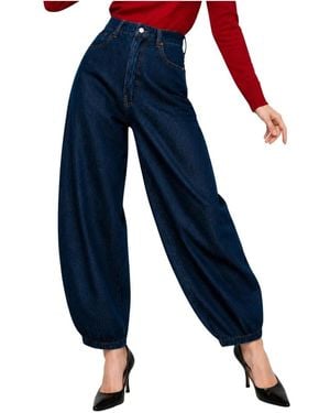 Kocca Jeans ,Blauw ,Katoen Jeans Met Wijde Pijpen En Hoge Taille