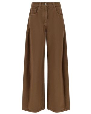 Brunello Cucinelli Broeken ,Bruin ,Katoen Wijde Broek