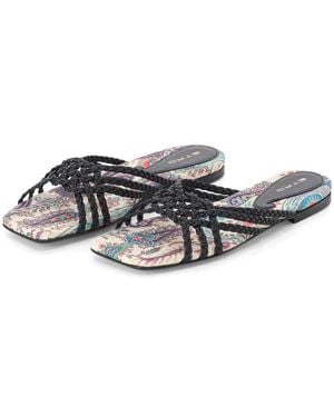 Etro Flache Ledersandale - Schwarz