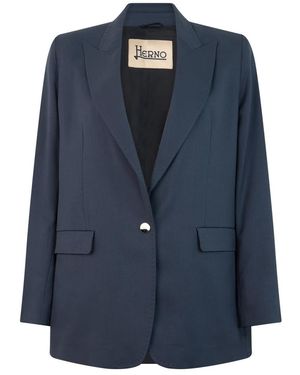 Herno Jassen ,Blauw ,Leer Blazer Met Sjaalkraag