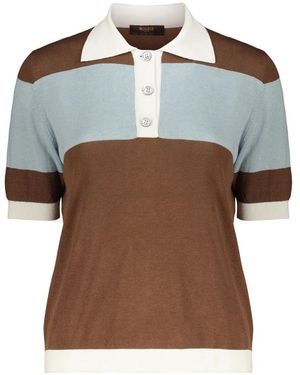 Moorer Gestreiftes Strickpoloshirt - Braun