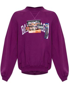 Balenciaga Hoodies & Sweatvesten ,Paars ,Katoen Sweatshirt Met Kleurrijke Print