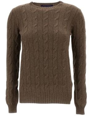 Ralph Lauren Truien & Vesten ,Bruin ,Kasjmier Pullover Van Kasjmier Met Kabelssteek