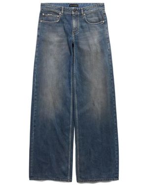Balenciaga Weite Bein Denim Jeans - Blau
