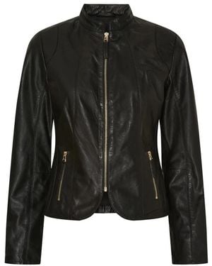 Btfcph Schwarze bikerjacke mit hellen goldakzenten