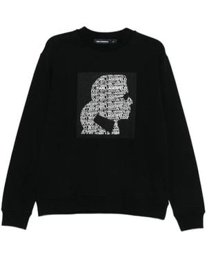 KARL LAGERFELD Hoodies & Sweatvesten ,Zwart ,Katoen Graphic Print Crewneck Sweatshirt