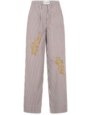 Des Phemmes Gestreepte Broek Met Strass - Grijs