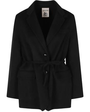 Semicouture Belted Coats - Nero