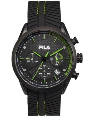 Fila Uhr Herren Armbanduhr Chronograph Silikon Armband Style 38-176 - Schwarz
