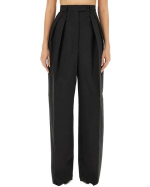 Sportmax Pantalones Anchos De Mezcla De Lana De Lujo, Mujer, Talla - Negro