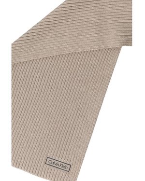 Calvin Klein Patch Chunky Rib Katoenen Sjaal - Naturel