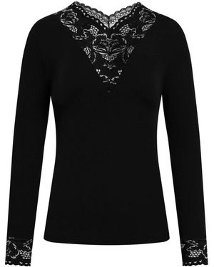 Tooche Schwarzes Spitzen Langarmshirt