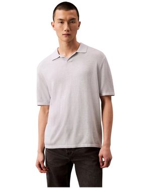 Calvin Klein Grauer Dawn Leinenmischung Polo Shirt - Lila