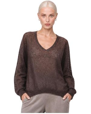 Kocca V-Ausschnitt Spitzenpullover - Braun