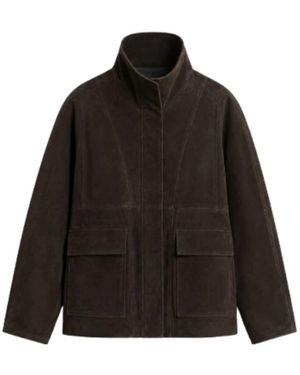Nour Hammour Jassen ,Bruin ,Leer Quai Jacket - Zwart