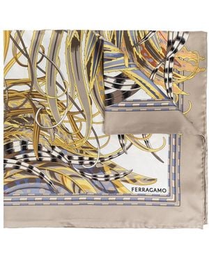 Ferragamo Zijden Sjaal Met Print - Metallic