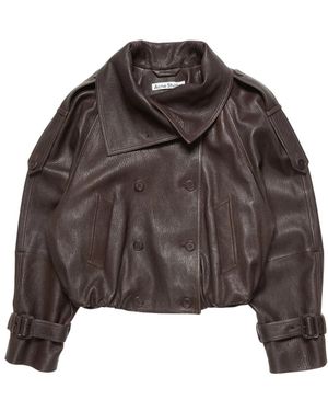 Acne Studios Leather Jassen - Bruin