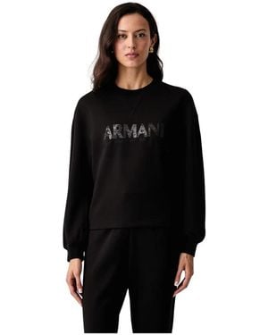 ARMANI EXCHANGE Hoodies & Sweatvesten ,Zwart ,Katoen Viscose Sweatshirt