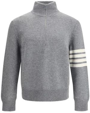 Thom Browne Stijlvolle Half-Zip Trui - Grijs