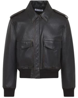 Jil Sander Leren Blouson - Zwart