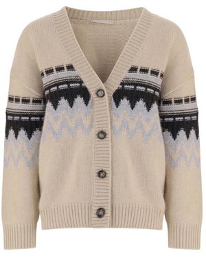 Allude Truien & Vesten ,Veelkleurig ,Kasjmier Cashmere Cardigan Met Geometrisch Patroon - Grijs