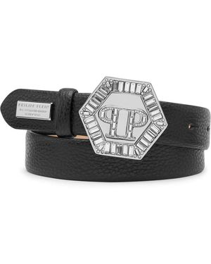 Philipp Plein Iconic Plein Ledergürtel - Schwarz
