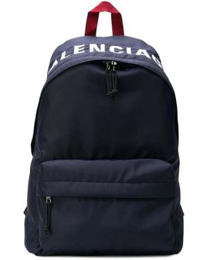 Balenciaga Blauer 'Wheel' Rucksack Mit Rotem Griff