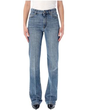 Stella McCartney Faded Straight-Leg Mid-Rise Denim Jeans - Blauw