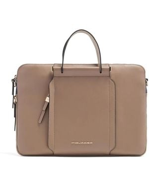Piquadro Erweiterbare Leder-Arbeitstasche Für 14" Laptops - Braun