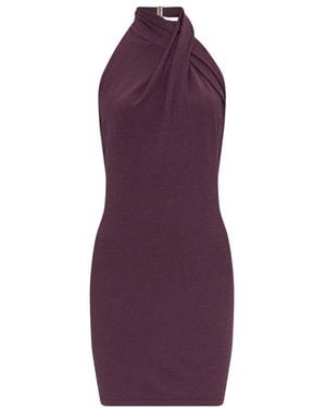 Balmain Jurk Van Jersey Met Open Rug - Paars