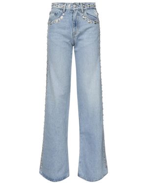 Coperni Jeans ,Blauw ,Denim Denim Wide Leg Jeans Met Studs