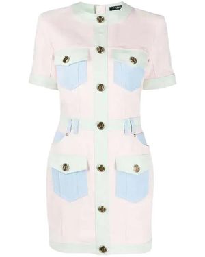 Balmain Kleedjes ,Veelkleurig ,Denim Denim Blousejurk - Wit