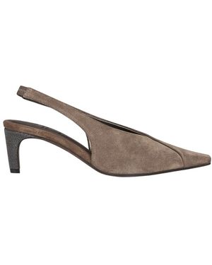 Brunello Cucinelli Schoenen ,Bruin ,Leer Met Hak - Grijs
