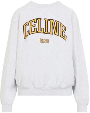 Celine Hoodies & Sweatvesten ,Grijs ,Katoen Losse Sweater Van Katoenfleece - Wit