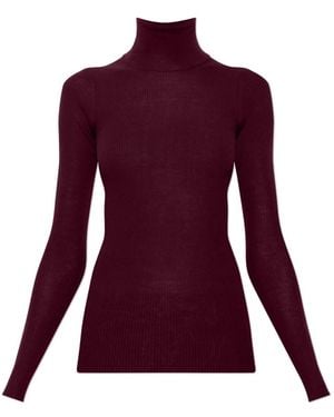 Jil Sander Truien & Vesten ,Rood ,Wol Wol Met Coltrui En Aansluitende Pasvorm - Paars